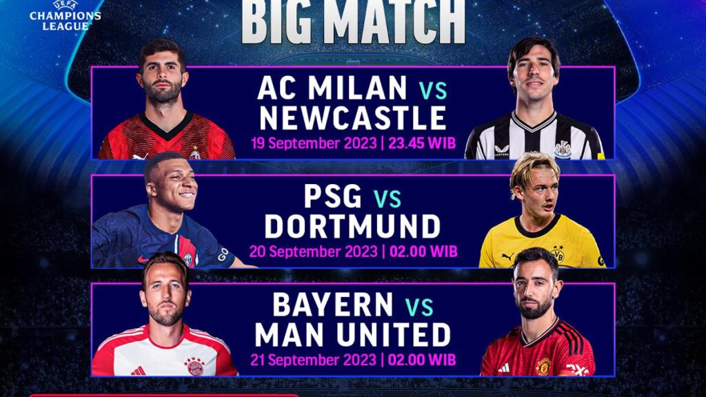 Jadwal Live Streaming Big Match Liga Champions: PSG vs Dortmund, Bayern vs Manchester United