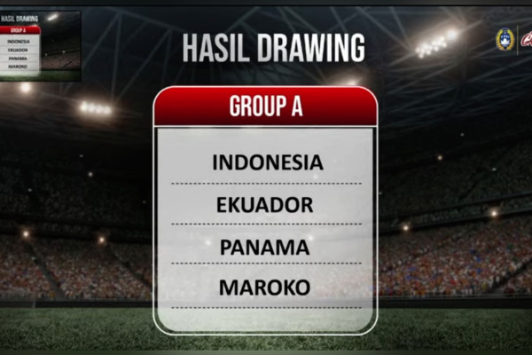 Di Grup A, Indonesia akan menghadapi Ekuador, Panama, dan Maroko
