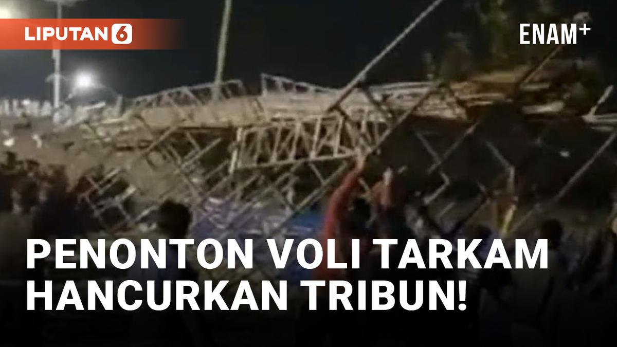 VIDEO: Kekacauan!  Penonton Rusak Fasilitas Turnamen Bola Voli di Lamongan