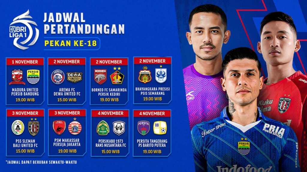 Jadwal dan Live Streaming BRI Liga 1 Pekan 18 di Vidio