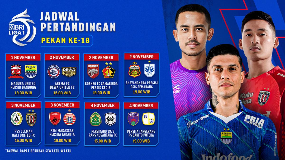 Jadwal dan Live Streaming BRI Liga 1 Pekan 18 di Vidio