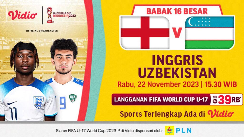 Jadwal dan Live Streaming Inggris U-17 vs Uzbekistan U-17 di Vidio