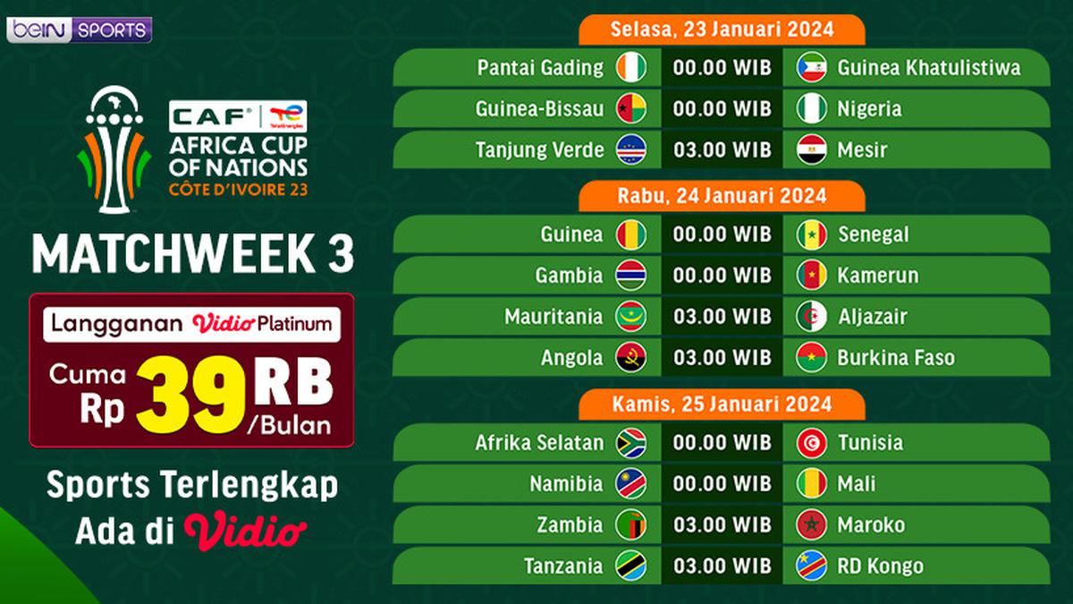 Tautan Streaming Link Streaming Pekan 3 Piala Afrika 2023: Zambia vs Maroko di Vidio