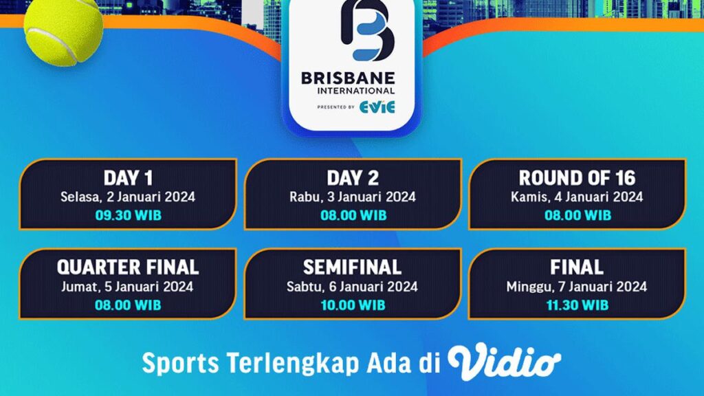 Jadwal dan Link Streaming WTA 500 Brisbane International di Vidio