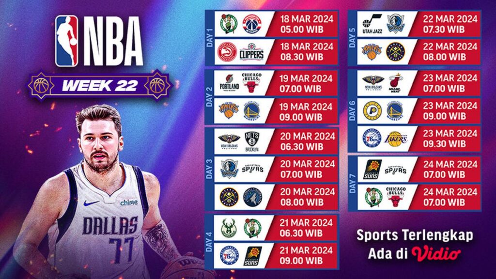 Jadwal dan Link Live Streaming NBA 2023/2024, 18-24 Maret di Vidio