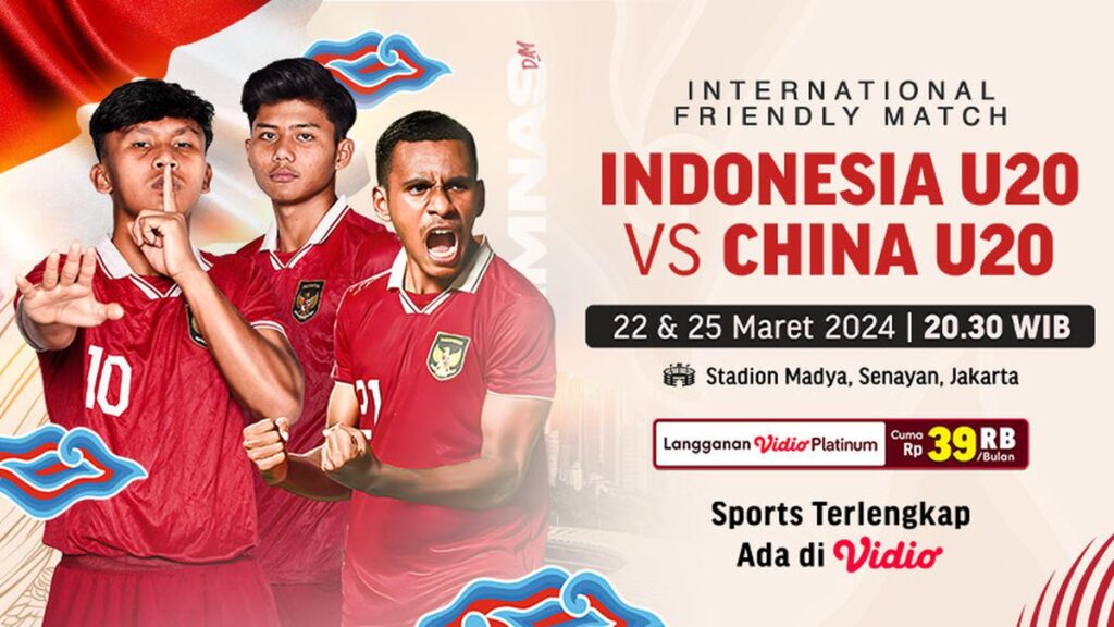 Jadwal dan Link Streaming Timnas Indonesia U-20 vs China U-20 di Vidio, Senin 25 Maret 2024