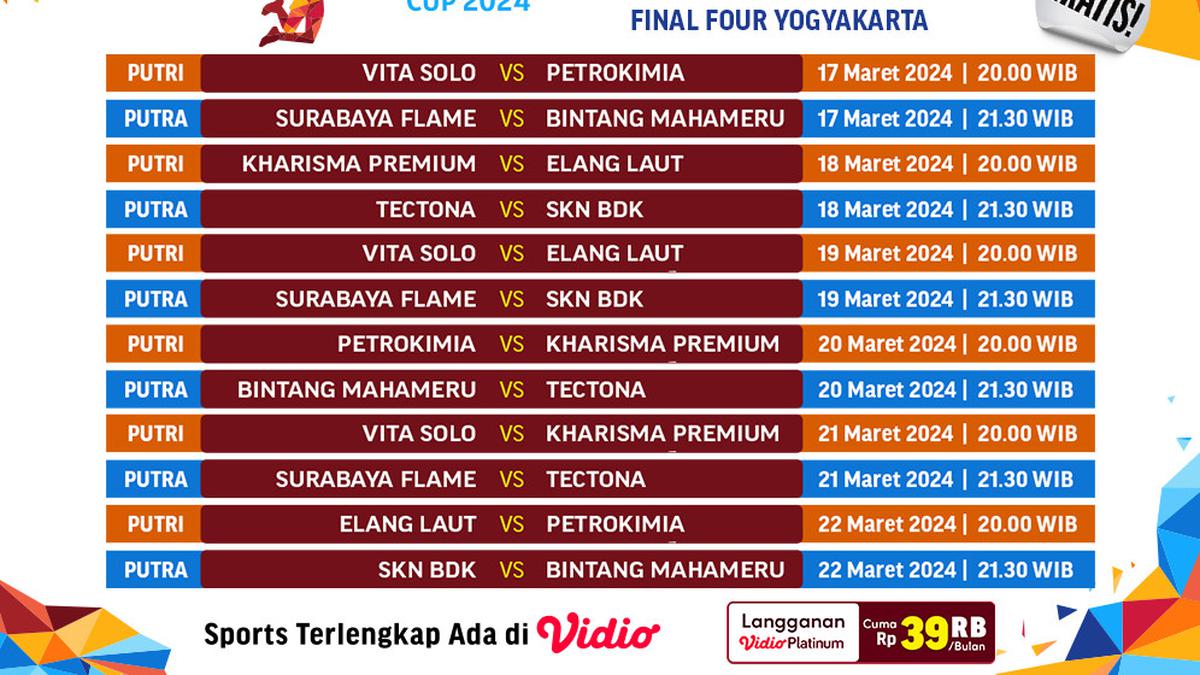 Jadwal dan Link Streaming Final Four Piala Nusantara 2024, 17-22 Maret di Vidio